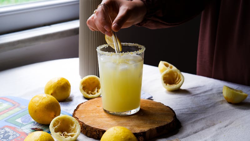 Freshly squeezed classic lemonade in glass